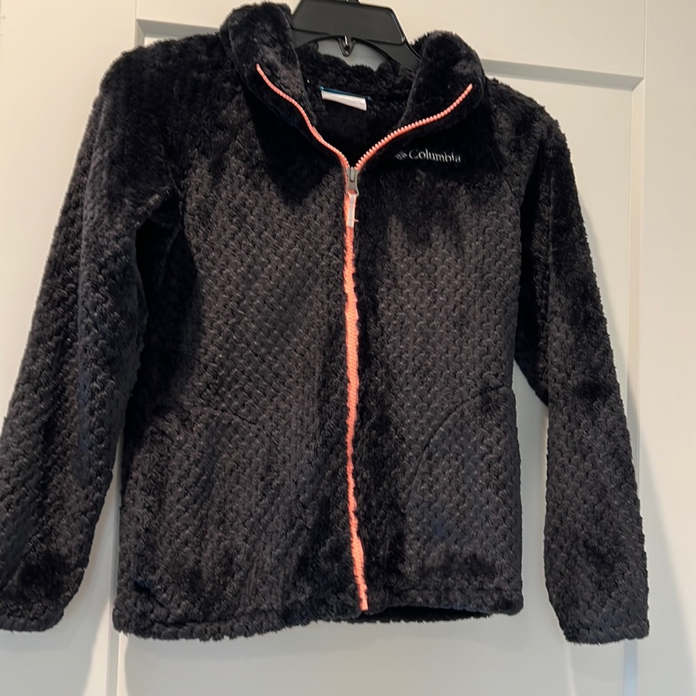 Soft Black Columbia zipup girls Jacket size 10/12